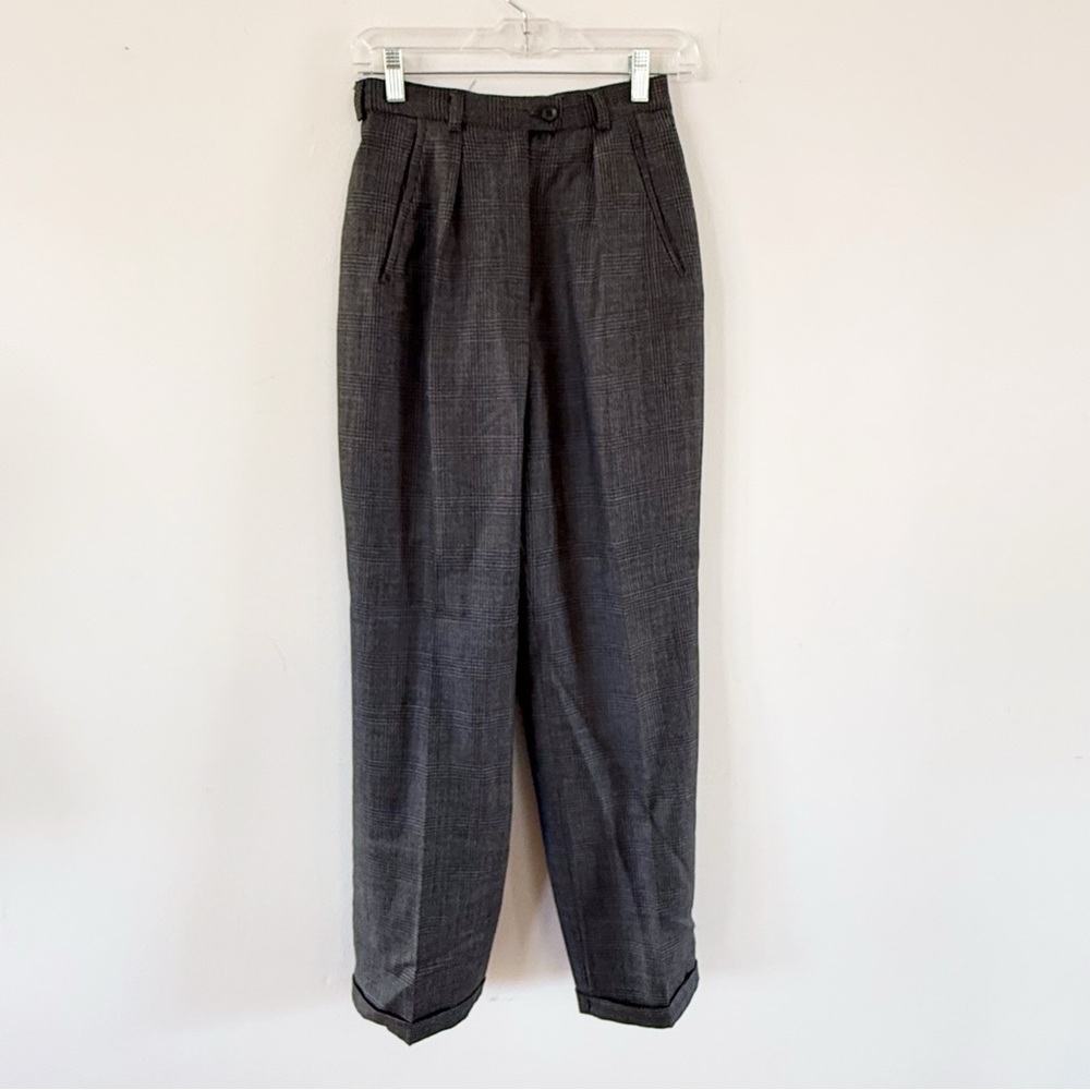 Vtg Giorgio Sant Angelo Women 100% Wool Italy Herringbone Pleated Pants Office
